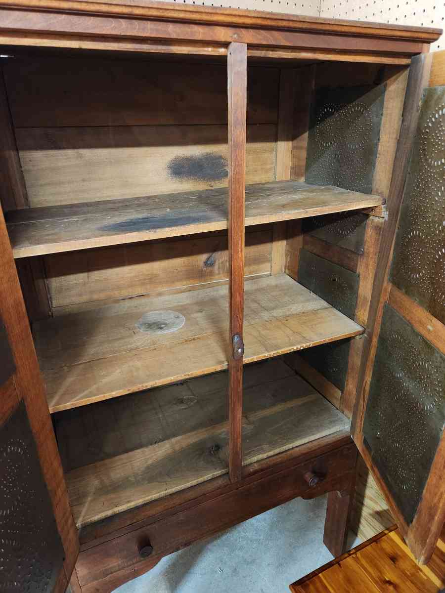 Vintage wood and punched tin pie safe - Taylorsville, North Carolina - FleaMarketBay