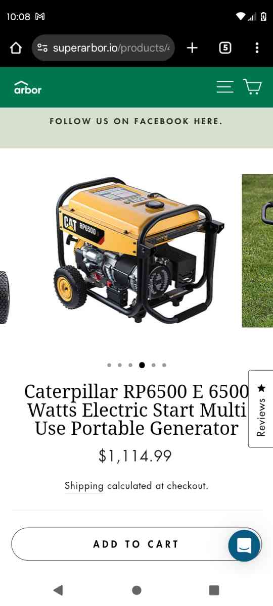CAT RP6500 GAS POWERED PORTABLE GENERATOR  and homelite 4400 - Oroville, California - FleaMarketBay