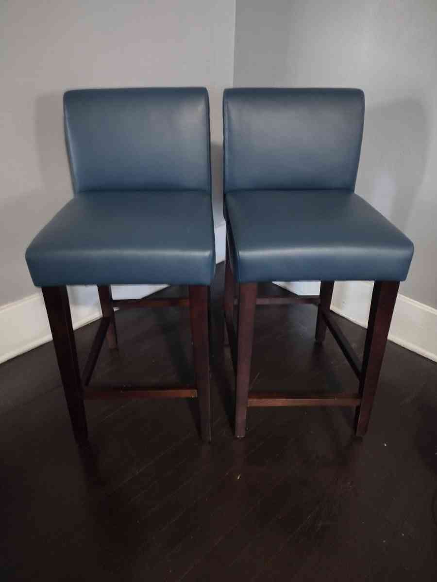 Elijah Dark Blue Faux Leather Bar Counter Stool Set of 2 - Detroit, Michigan