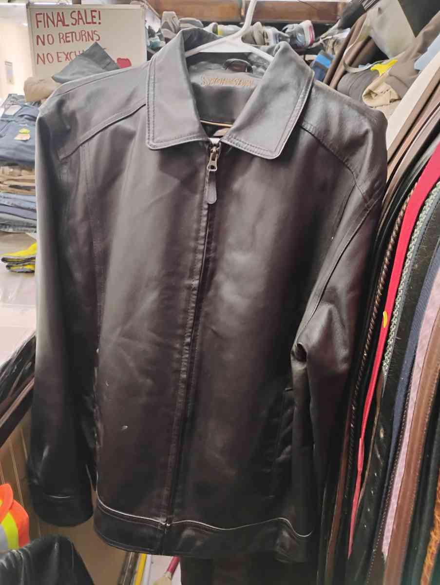 Men Black Lether Jacket - Houston, Texas - FleaMarketBay