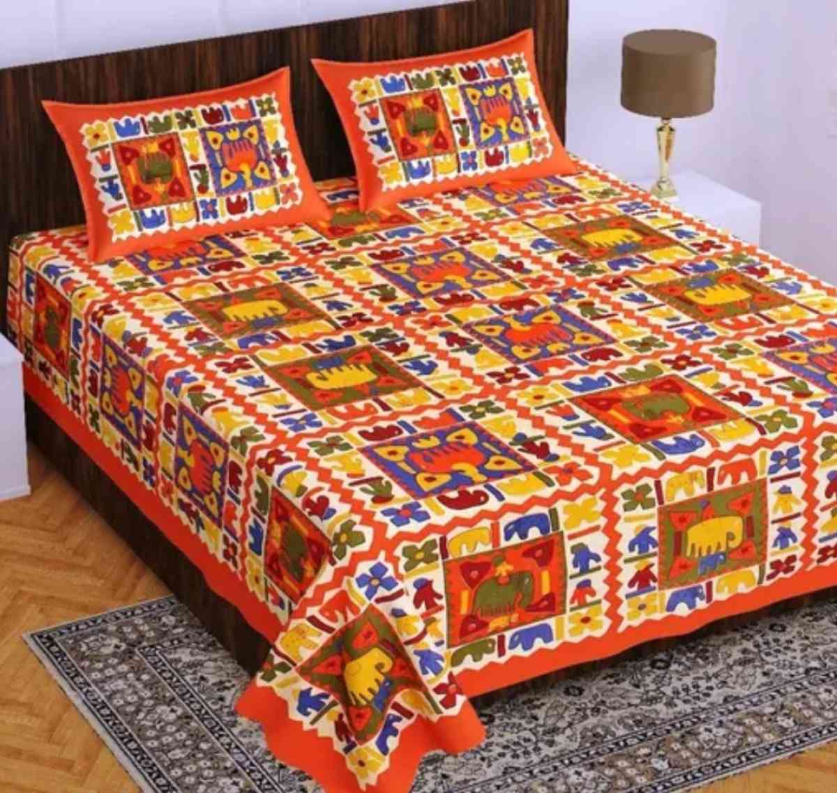 Rajasthani 100 Jaipuri Cotton King Size Double Bedsheet With - Bringhurst, Indiana