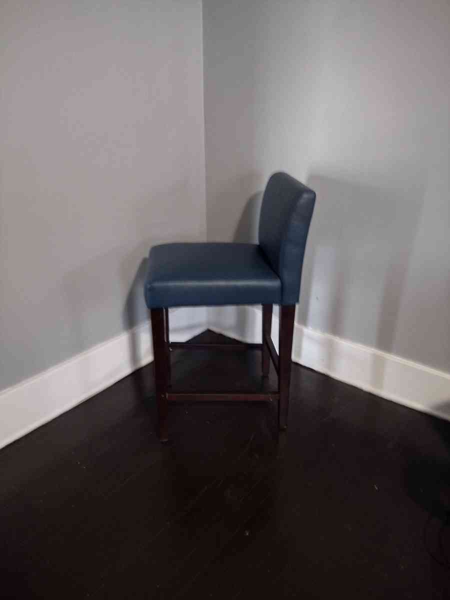 Elijah Dark Blue Faux Leather Bar Counter Stool Set of 2 - Detroit, Michigan - FleaMarketBay