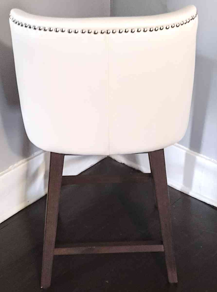 Asher White Swivel Nailhead Trim Counter Stool - Detroit, Michigan - FleaMarketBay