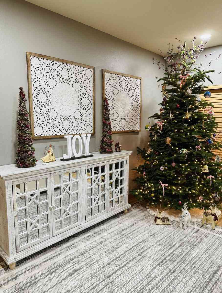 Large Square White Wood Floral Carved Scrolling Rustic - Portland, Oregon - FleaMarketBay