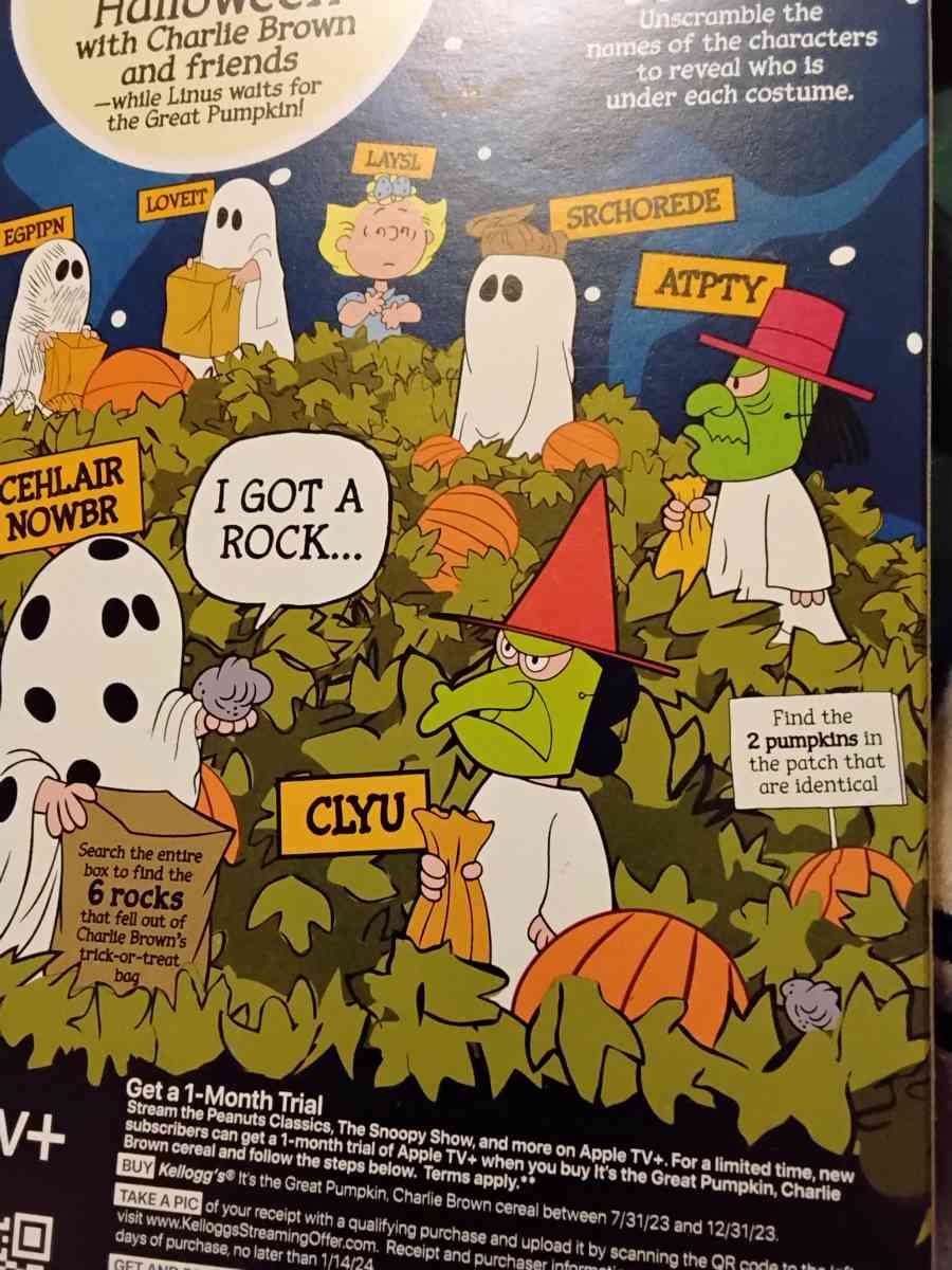 Collective box of ITS THE Great PUMPKIN CHARLIE BROWN cereal - East Wenatchee, Washington - FleaMarketBay