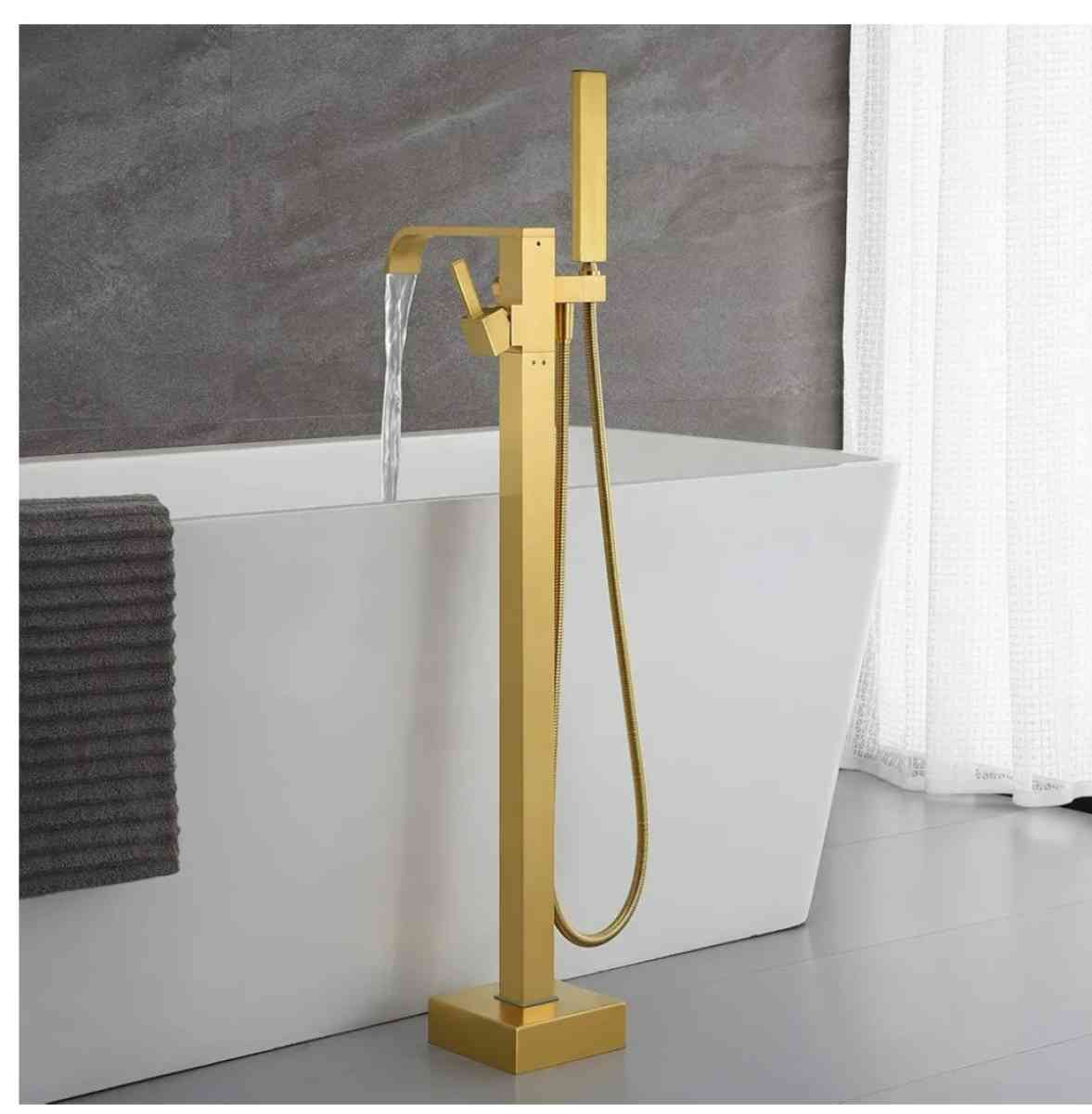Bathtub Faucet With Brass Handle And Single Handed Shower