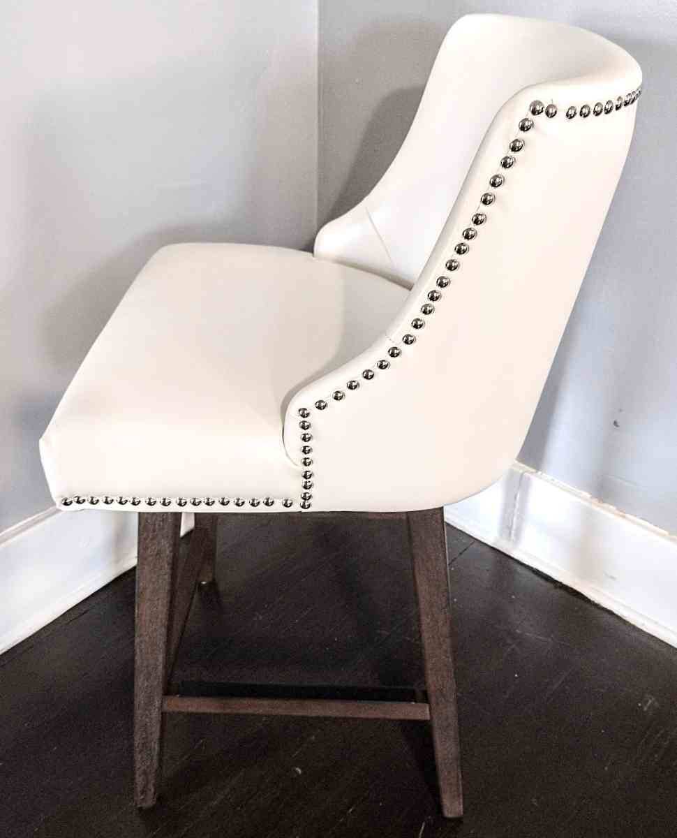 Asher White Swivel Nailhead Trim Counter Stool - Detroit, Michigan - FleaMarketBay