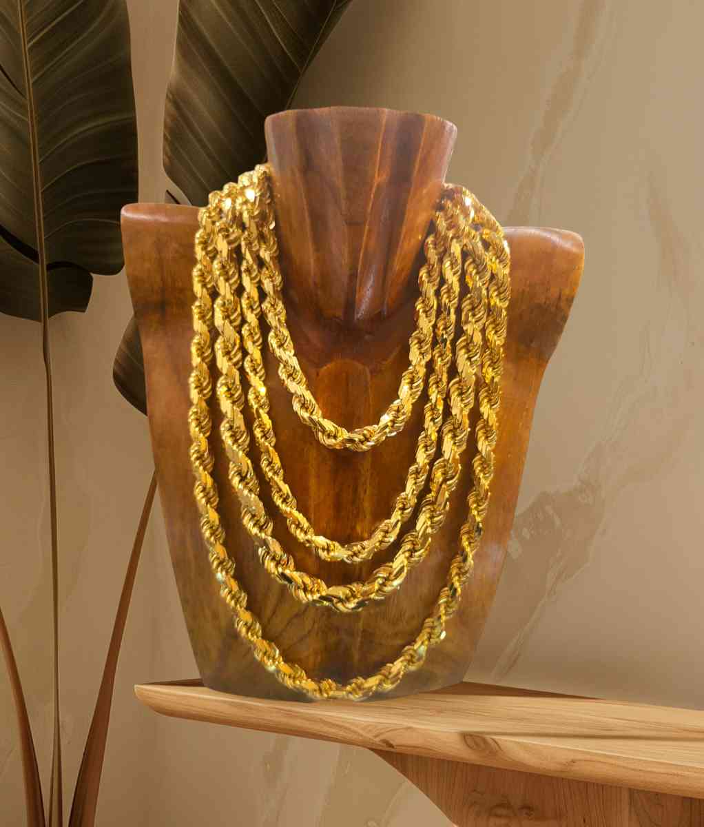 Luxury Diamond cut solid rope gold over silver chains