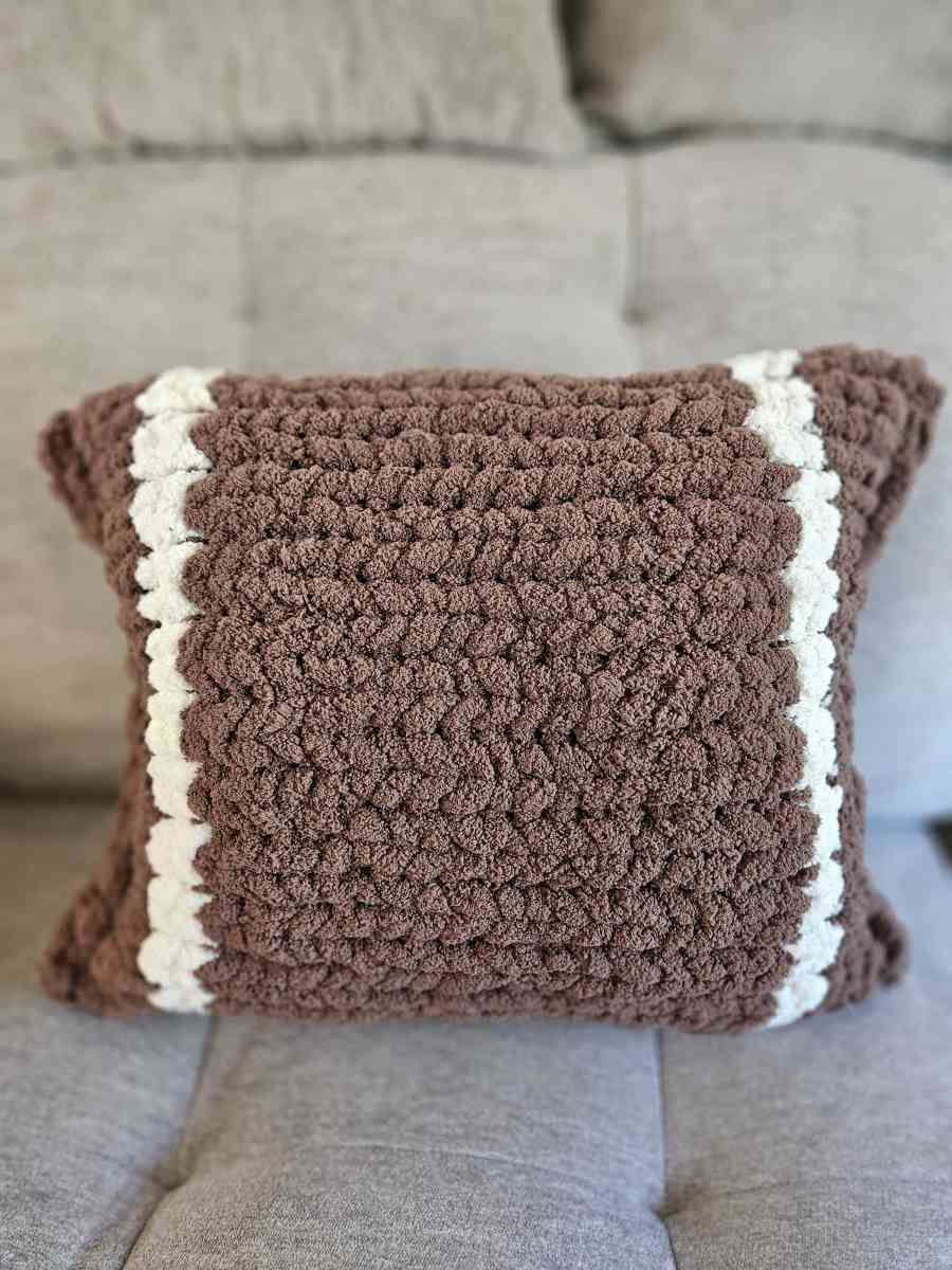 Chenille Football Throw Pillow - Durham, North Carolina - FleaMarketBay
