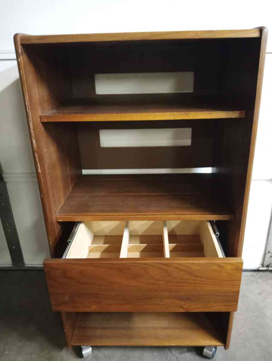 Solid wood Shelf on wheels with a drawer - Colorado Springs, Colorado - FleaMarketBay
