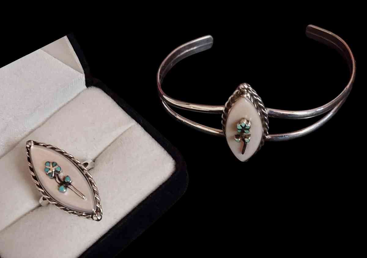 Native American Handmade Sterling Silver Mother of Pearl