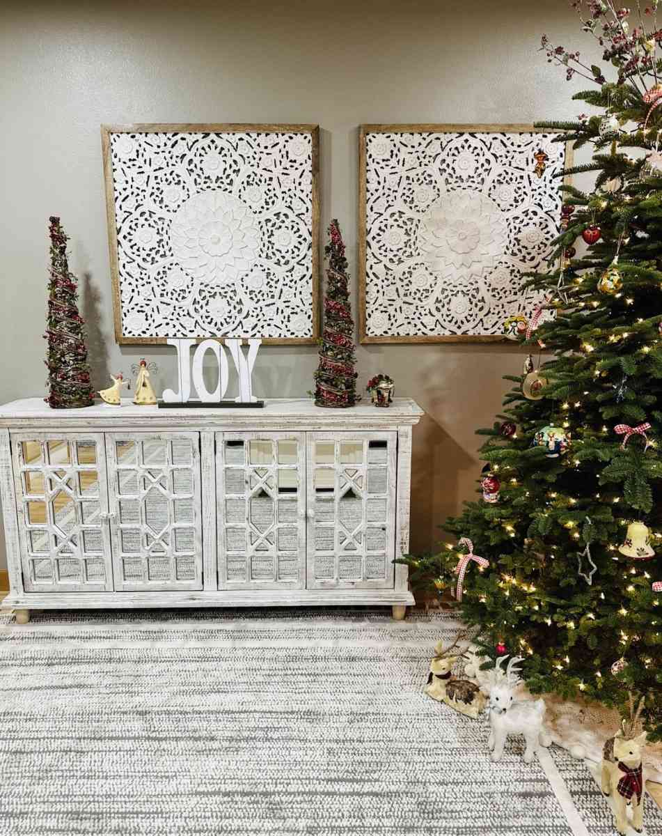 Large Square White Wood Floral Carved Scrolling Rustic - Portland, Oregon - FleaMarketBay