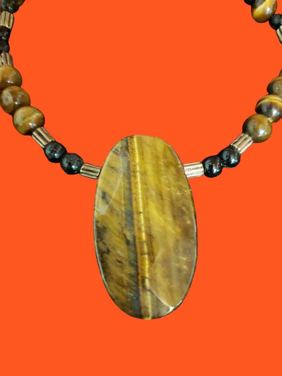 Tigers eye large stone Necklace and Bracelet set - Elkhart, Texas - FleaMarketBay