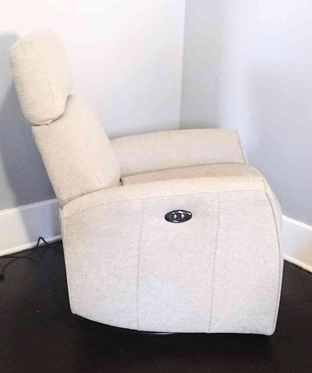 Theo Power Swivel Glider Recliner Linen Fabric Adj  Headrest - Detroit, Michigan - FleaMarketBay
