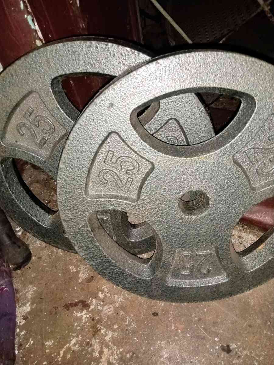 two standard 25 lb weight plates - Dayton, Ohio - FleaMarketBay