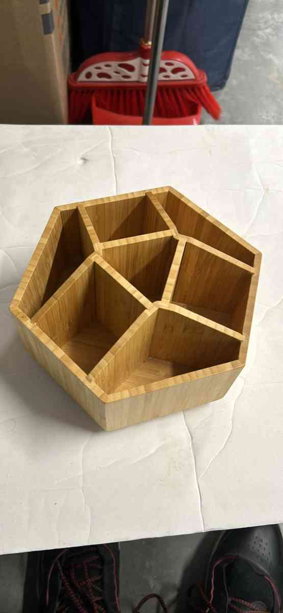 Desktop Storage Box Bamboo And Wood Storage box turns 360Gre - Rochelle Park, New Jersey - FleaMarketBay