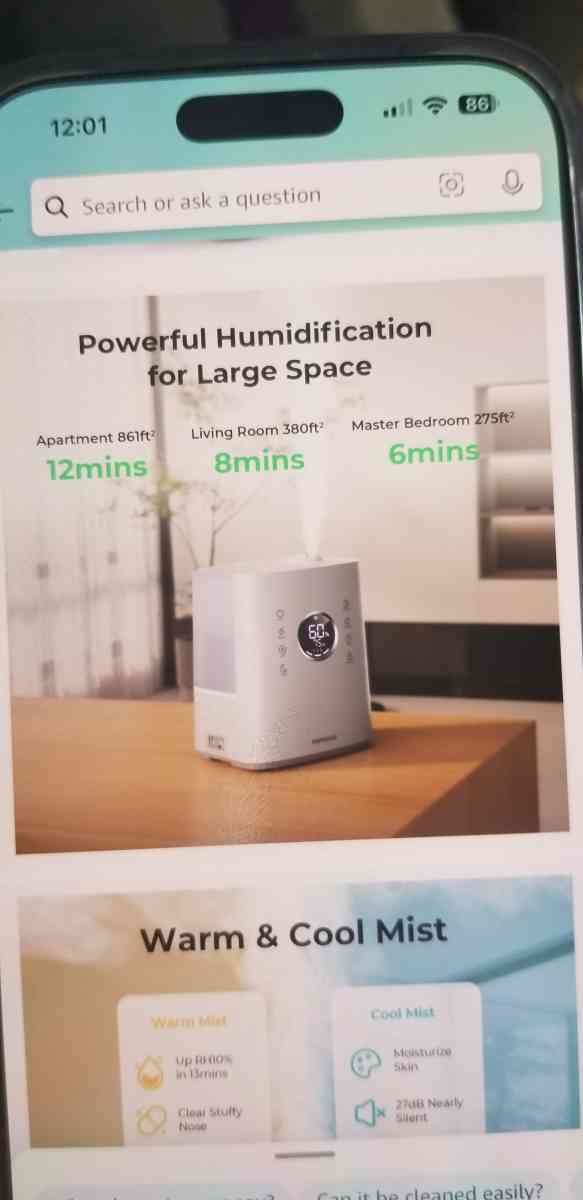 HOMVANAsmart hybrid Ultrasonic Humidifier - Mount Juliet, Tennessee - FleaMarketBay