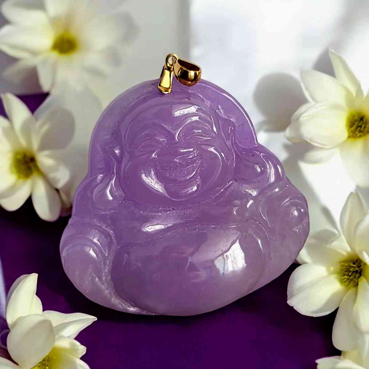 native lavender jade Buddha