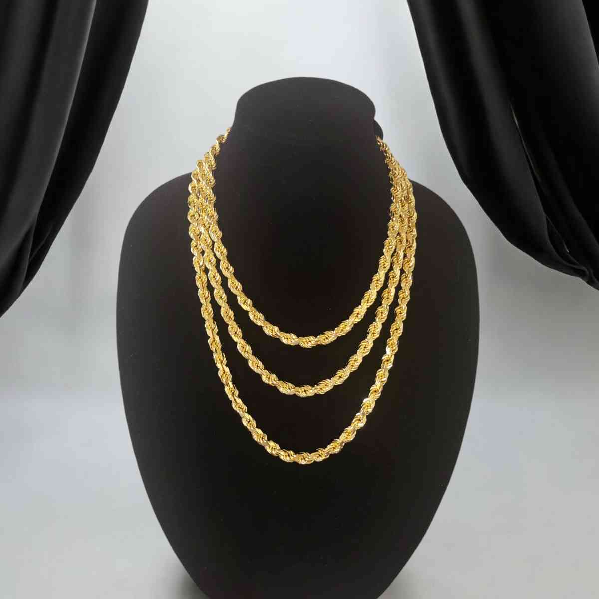 3 mm  22 INCHES  4mm 24 INCHES  5mm  24 IN GOLD PLATED