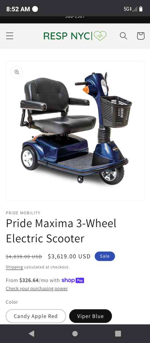 Blue And Black Pride Maxima Mobility Scooter - Daytona Beach, Florida - FleaMarketBay