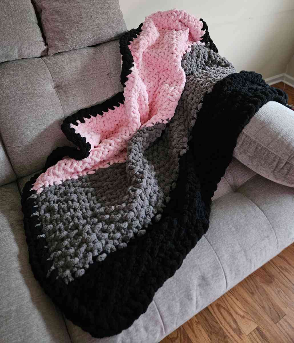 Tri Color Chenille Blanket - Durham, North Carolina - FleaMarketBay