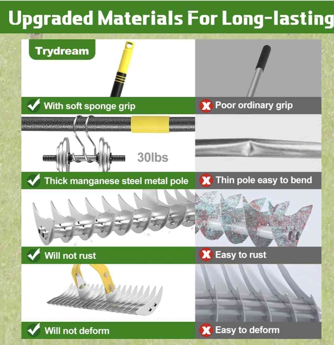 Thatch Rake 15Inch Wide Lawn Thatching Rake - Athens, Alabama - FleaMarketBay