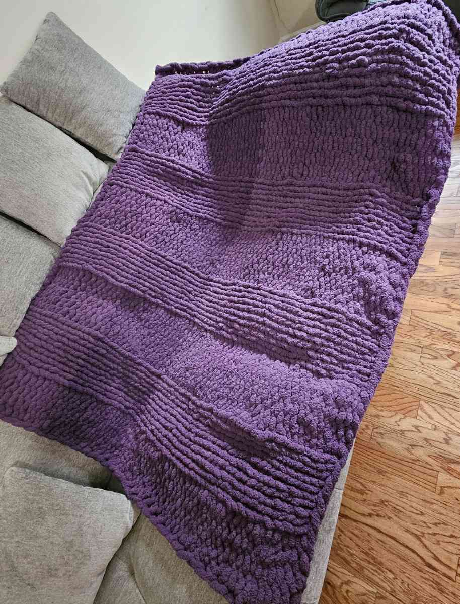 Large Knit Purple Blanket - Durham, North Carolina - FleaMarketBay