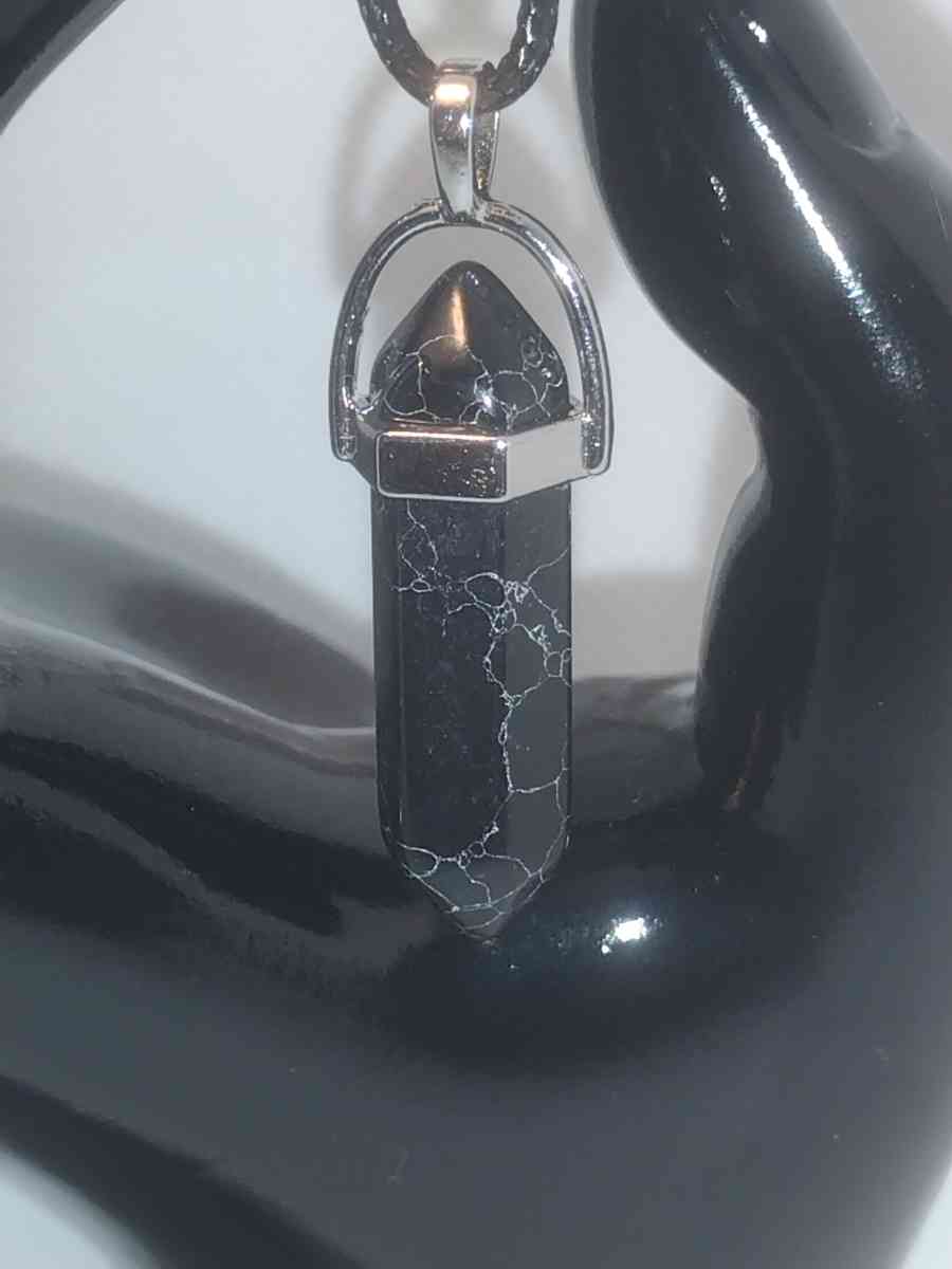 Black Marbled Glass Pendant Necklace - Roanoke, Virginia - FleaMarketBay