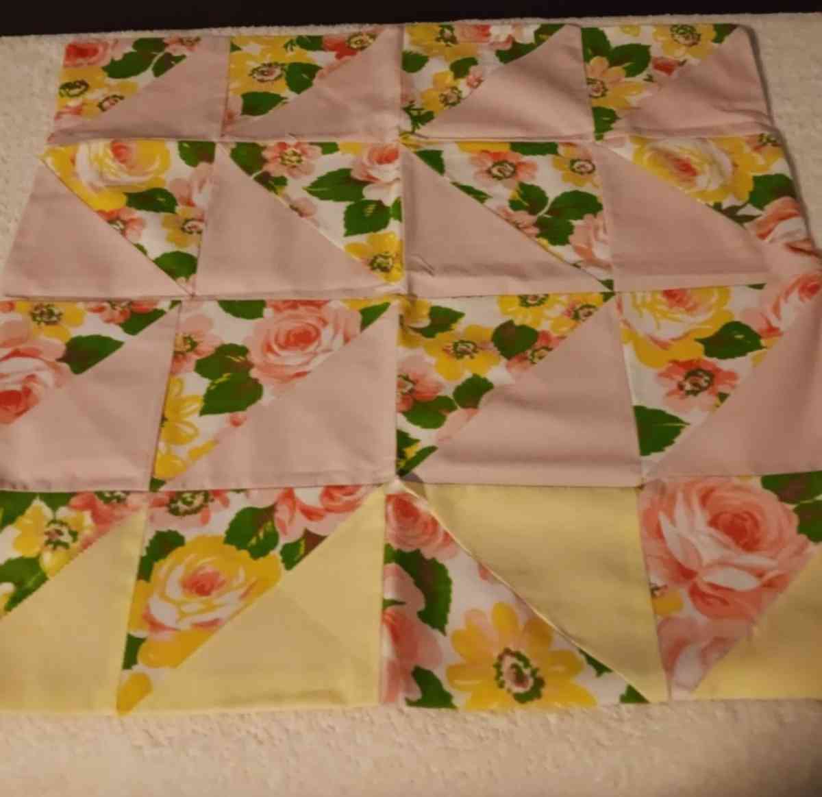 Handmade Quilted Table Topper Yellow Pink - Nashville, Arkansas - FleaMarketBay