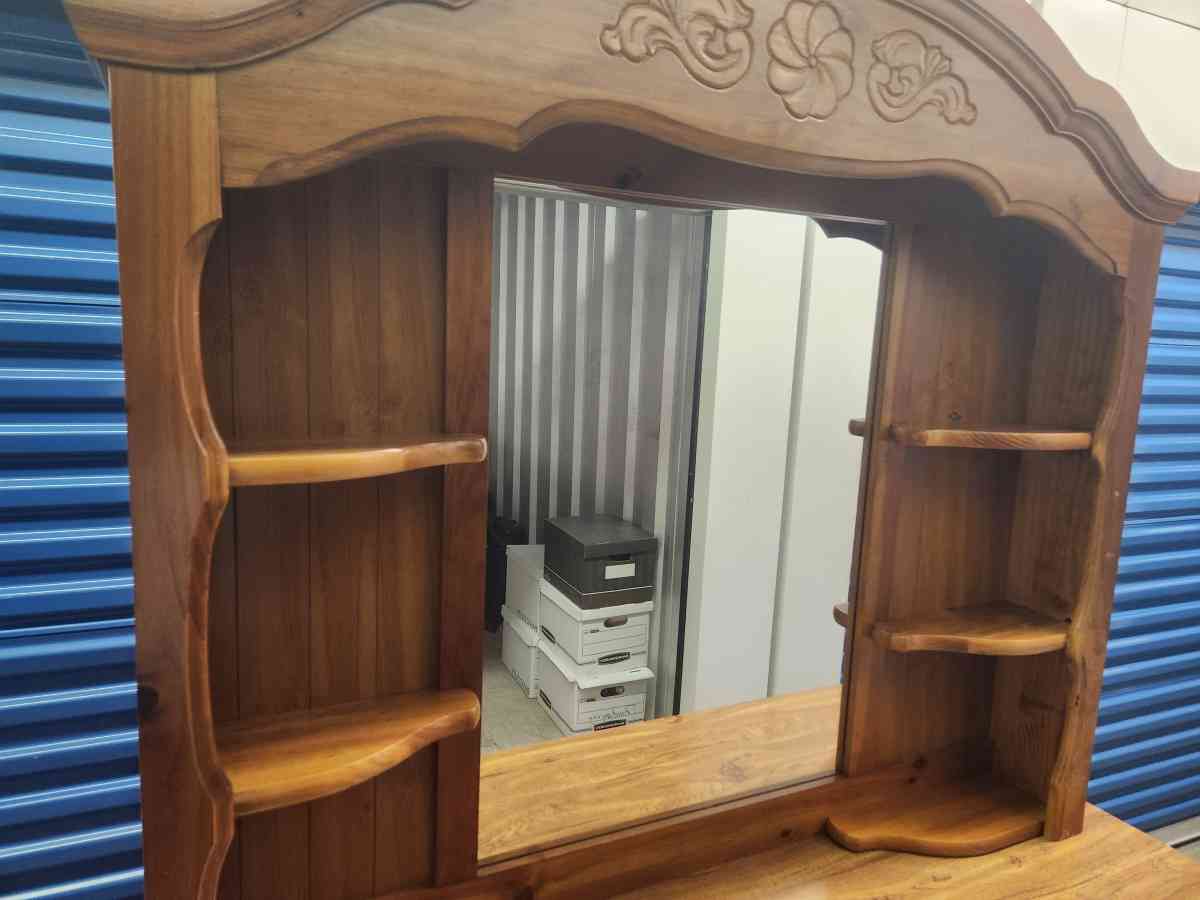 Wooden Hutch Mirror - Plant City, Florida - FleaMarketBay