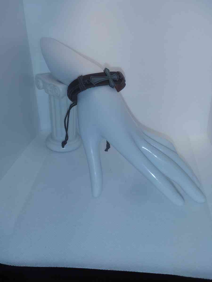 Brown Cross Leather Bracelet VCB - Roanoke, Virginia - FleaMarketBay
