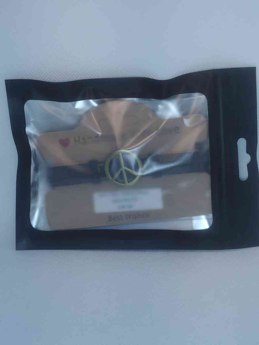 Black Peace Leather Bracelet VCB - Roanoke, Virginia - FleaMarketBay