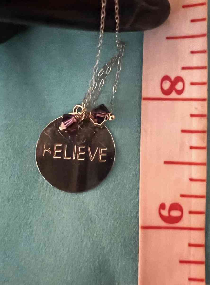 10K Gold Believe Pendant Necklace With Quartz - Phelan, California - FleaMarketBay