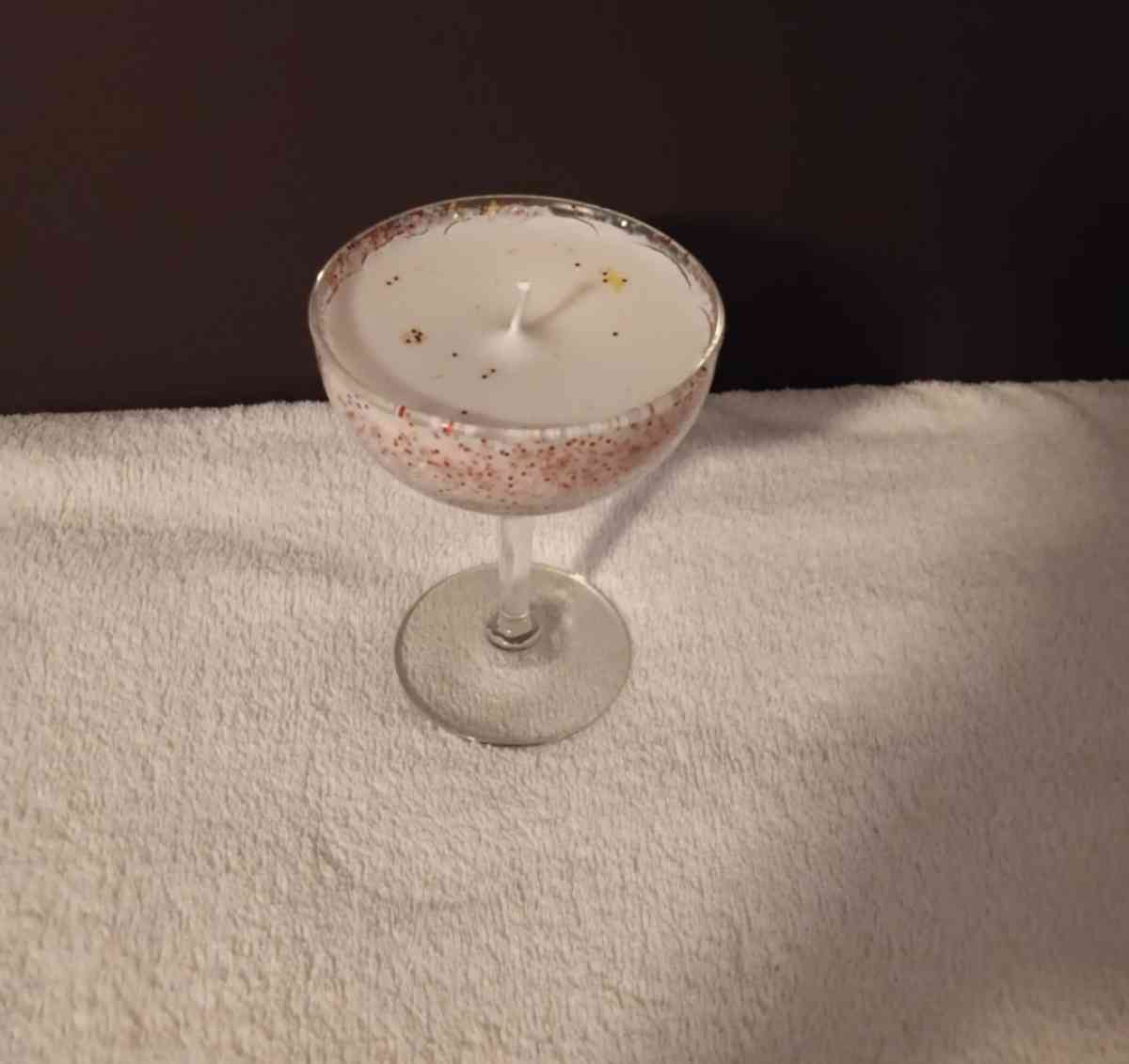 Handmade Candle in champagne glass - Nashville, Arkansas - FleaMarketBay