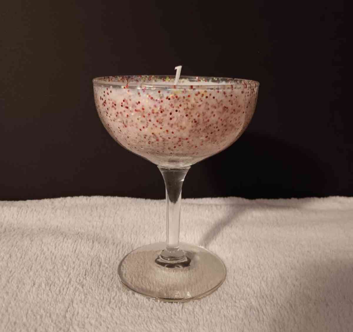 Handmade Candle in champagne glass - Nashville, Arkansas - FleaMarketBay