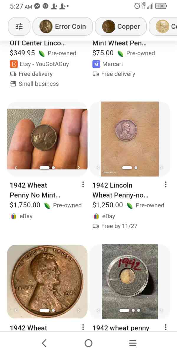 no mint stamp 1942 wheat penny - Knoxville, Tennessee - FleaMarketBay