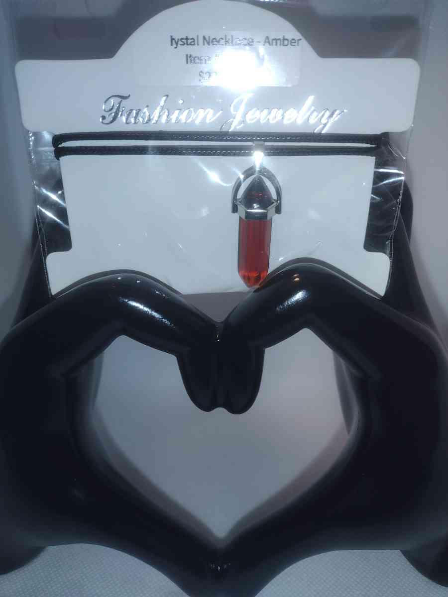 Amber Colored Glass Pendant Necklace - Roanoke, Virginia - FleaMarketBay