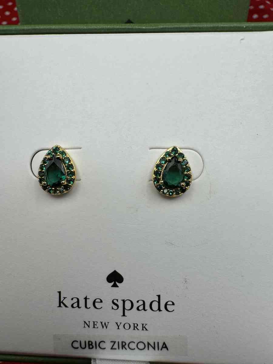 2012PIOR New Kate Spade Emerald Cubic Zirconia Stud Earrings - Gallatin, Tennessee - FleaMarketBay