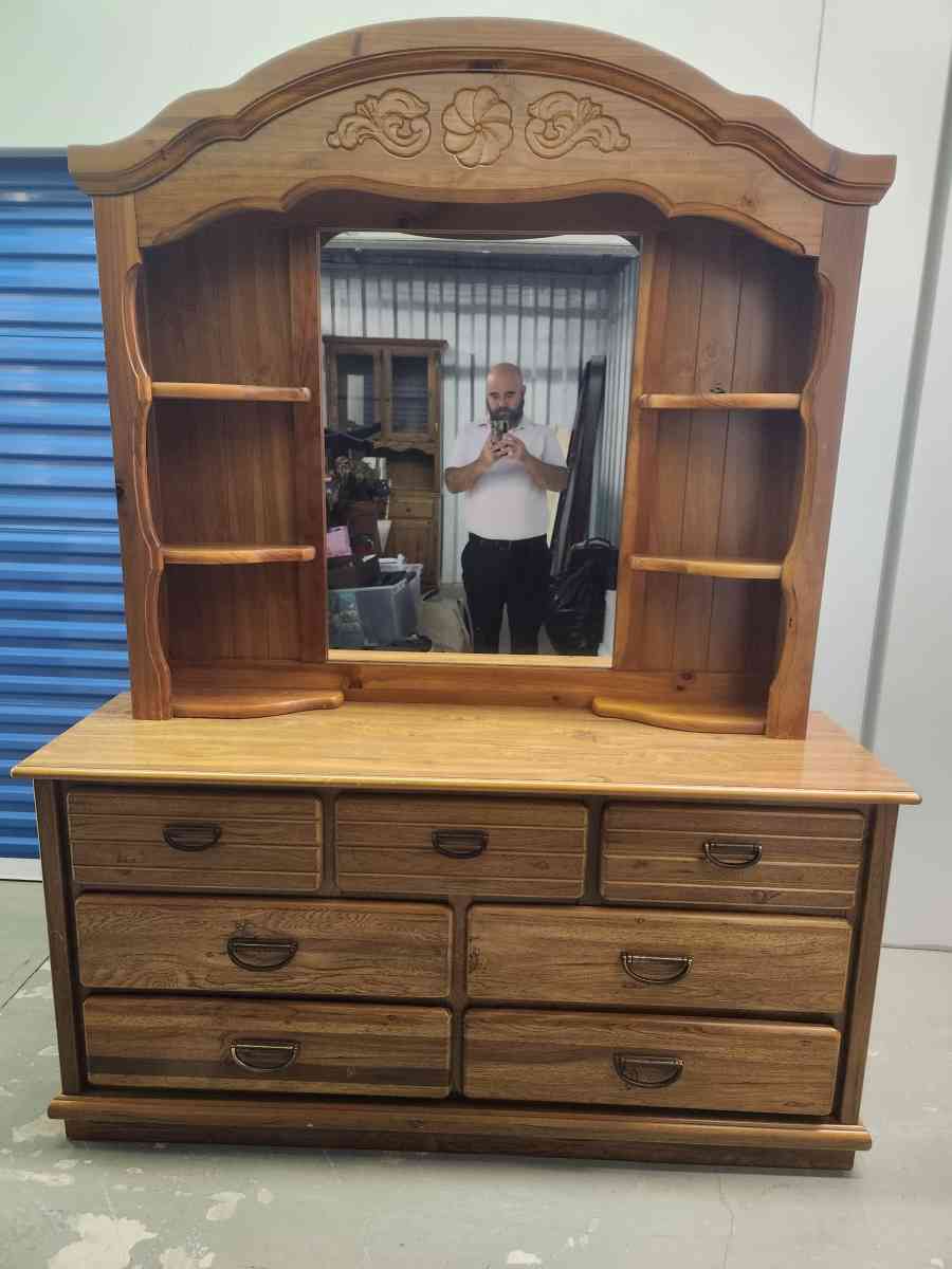 Wooden Hutch Mirror - Plant City, Florida - FleaMarketBay
