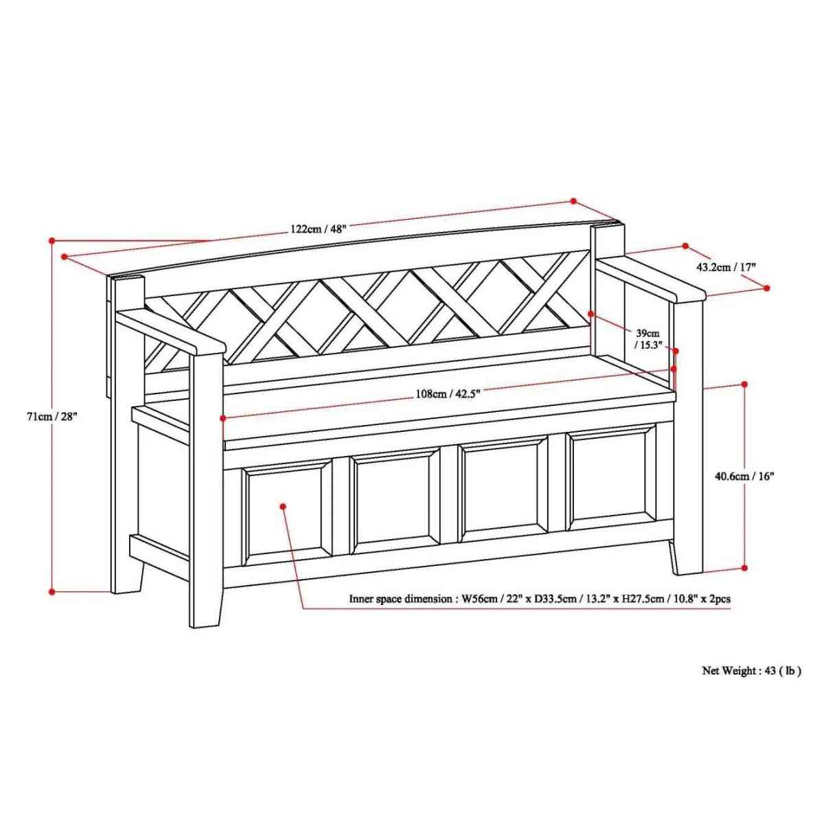 Amherst Entryway WoodStorage Bench - Portland, Oregon - FleaMarketBay