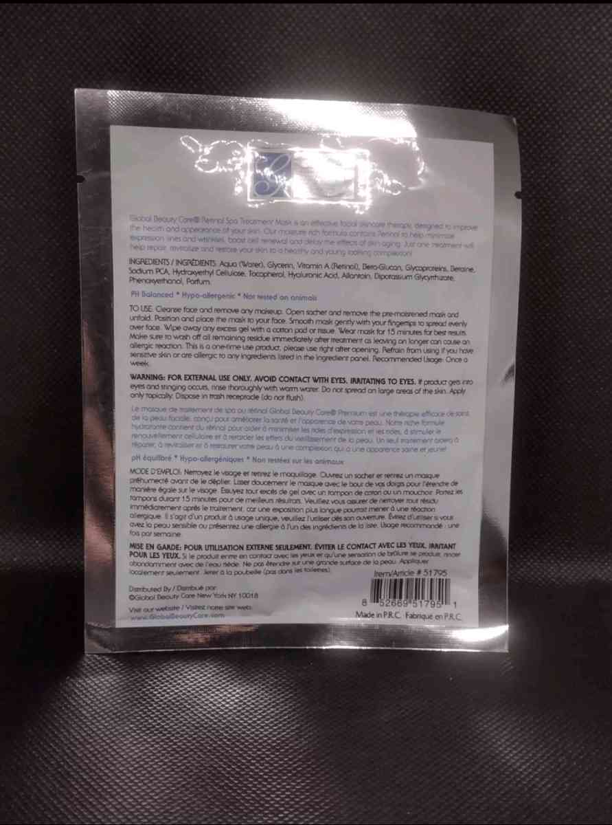 Global Beauty Care Retinol Mask - Roanoke, Virginia - FleaMarketBay
