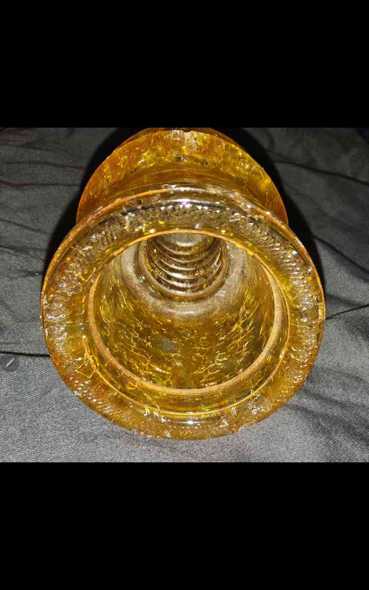 Hemingray 17 Yellow crackled glass insulator - Greensburg, Indiana - FleaMarketBay