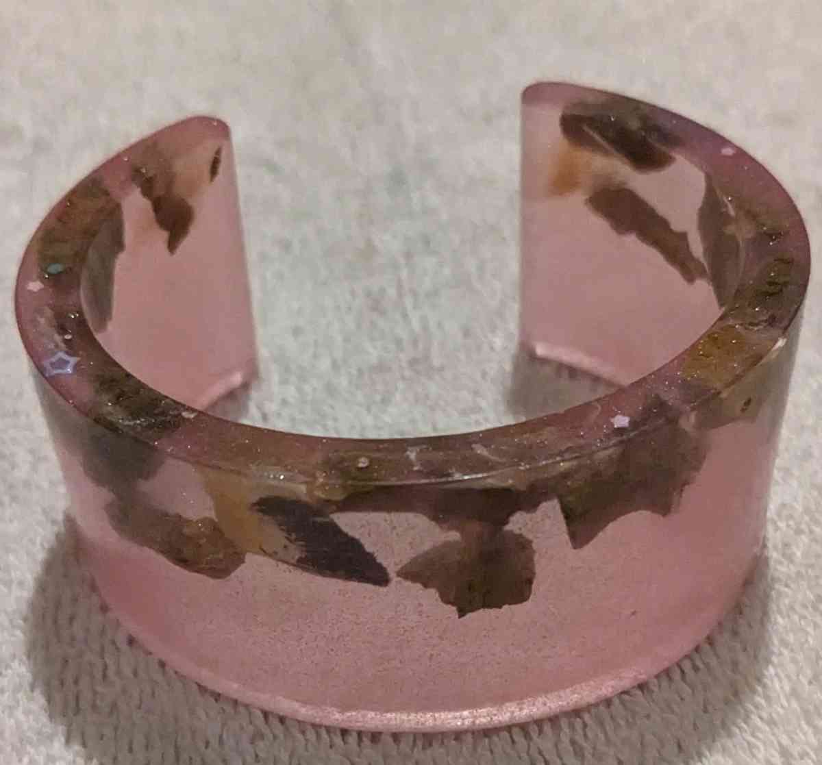 Pink Petrified Wood Cuff Bracelet - Calhan, Colorado - FleaMarketBay