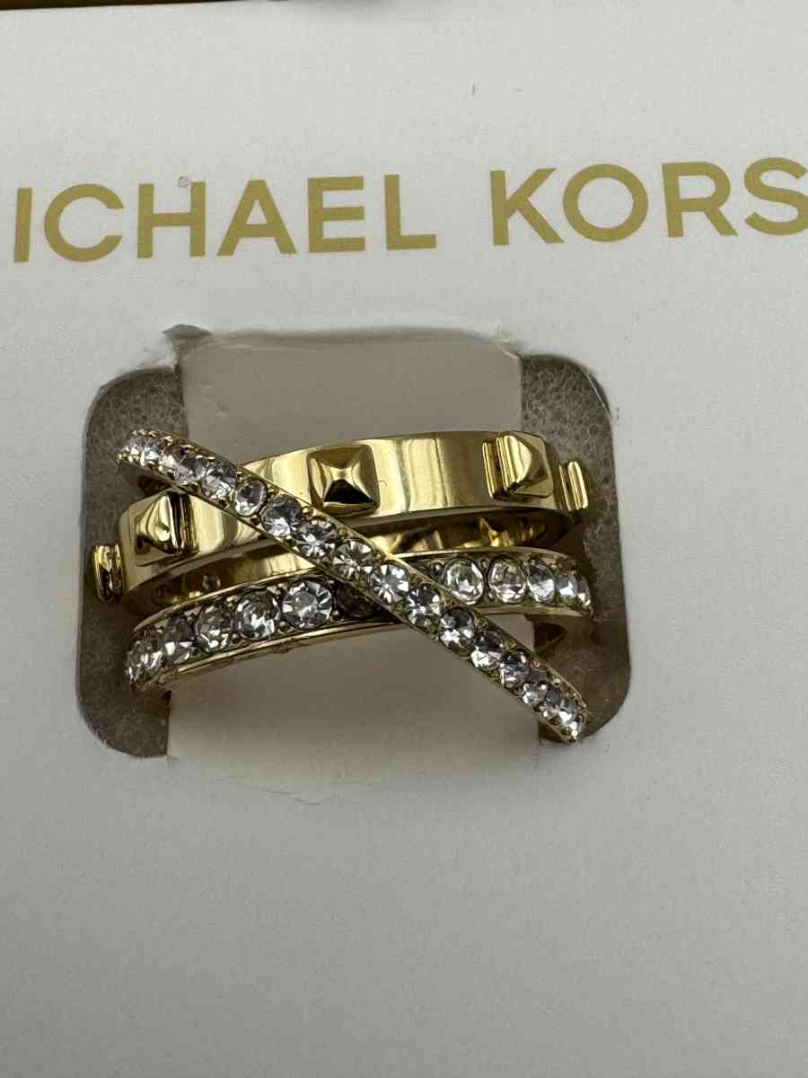 1044HCRA Michael Kors Goldtone Triple Ring Crystals Astro Ri - Gallatin, Tennessee - FleaMarketBay