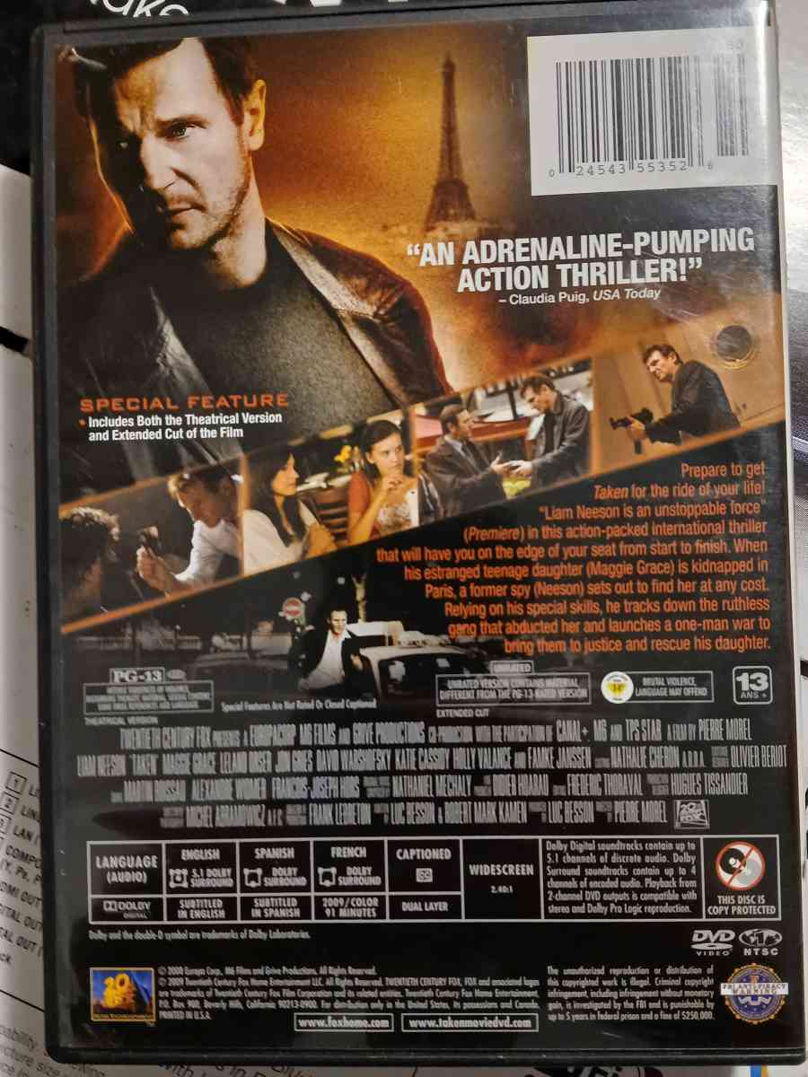 Taken DVD Extended cut with Liam Neeson - Indianapolis, Indiana - FleaMarketBay