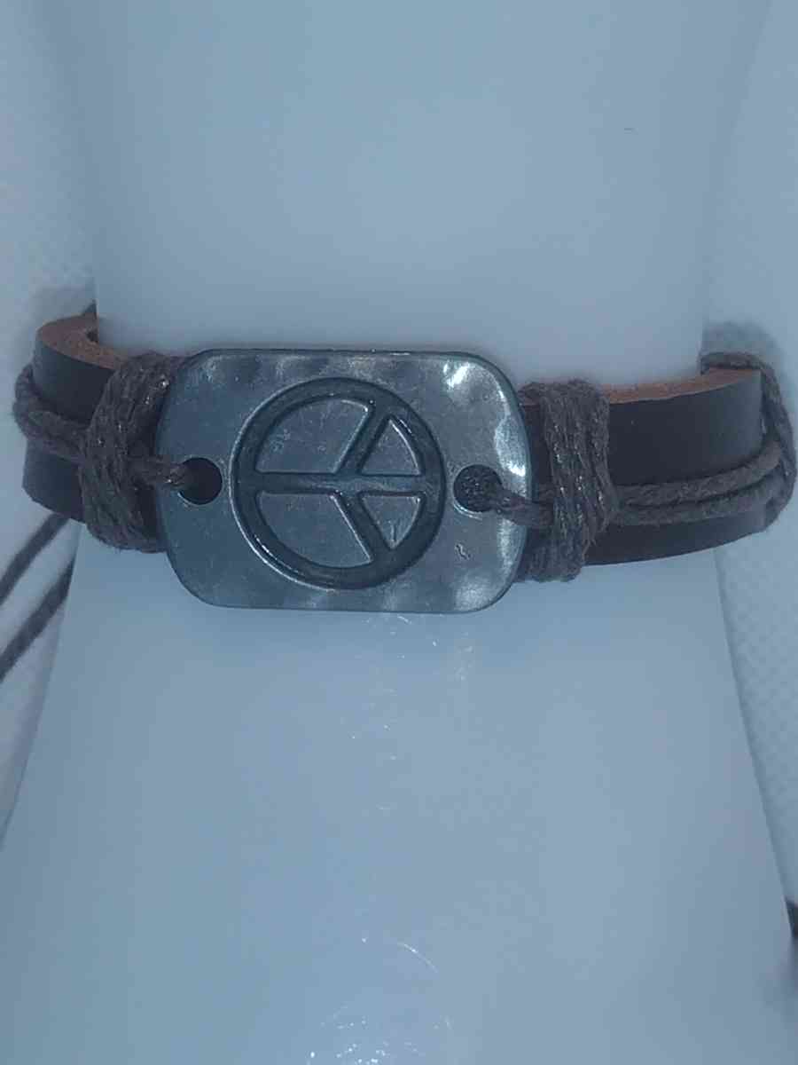 Brown Peace Leather Bracelet VCB - Roanoke, Virginia - FleaMarketBay