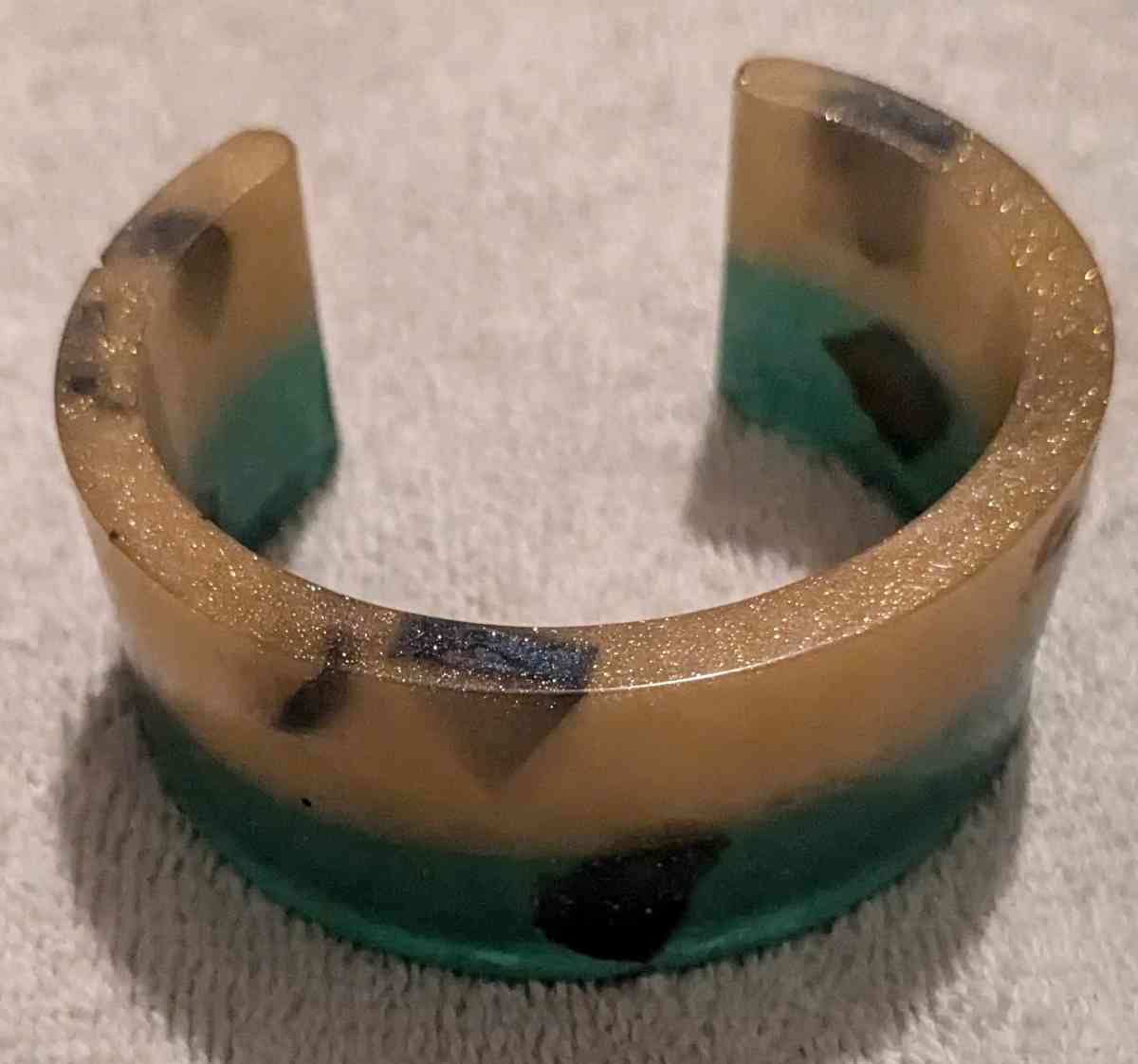 Yellow and Green petrified wood cuff bracelet - Calhan, Colorado