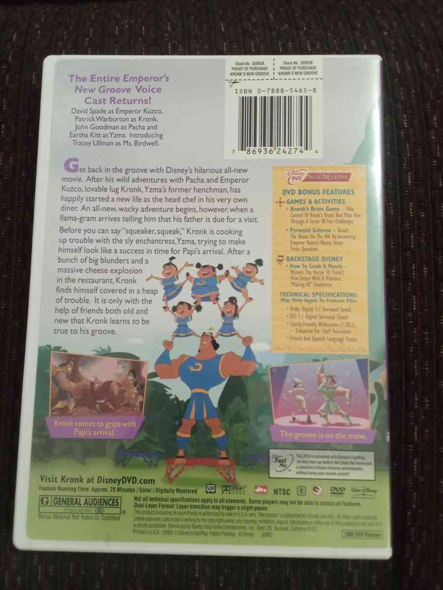 Walt Disneys Kronks New Groove Dvd - Demopolis, Alabama - FleaMarketBay