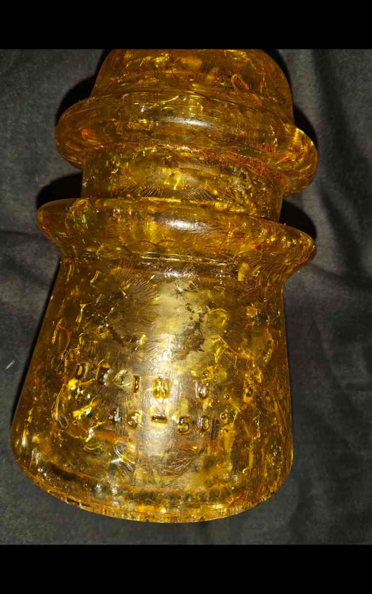Hemingray 17 Yellow crackled glass insulator - Greensburg, Indiana - FleaMarketBay
