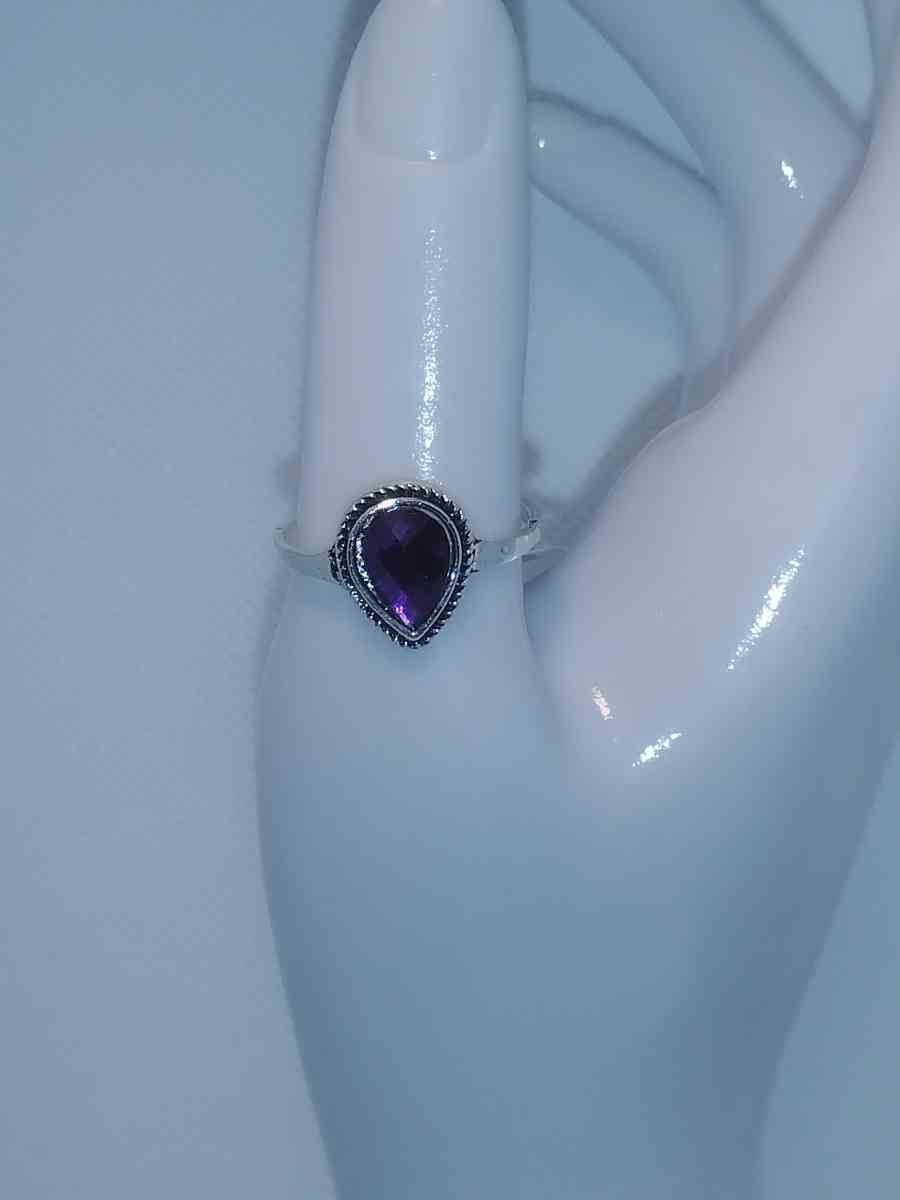 Purple Teardrop Silver Ring - Roanoke, Virginia